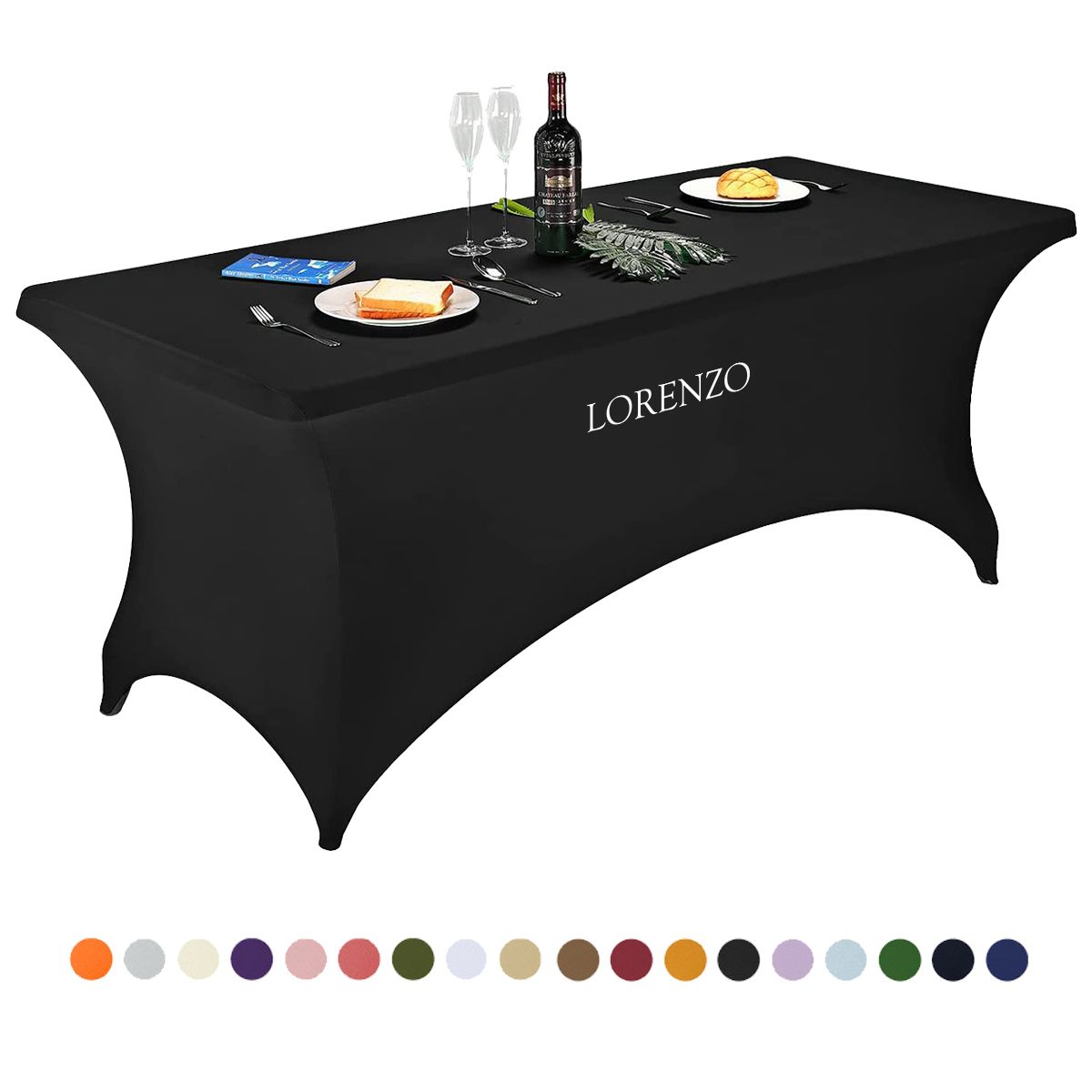 6-Foot Economy Polyester Rectangular Stretch Spandex Pullover Tablecloth Cover - Screenprinted - 72"L x 29.92"w x 29.92"h - Min Qty 10